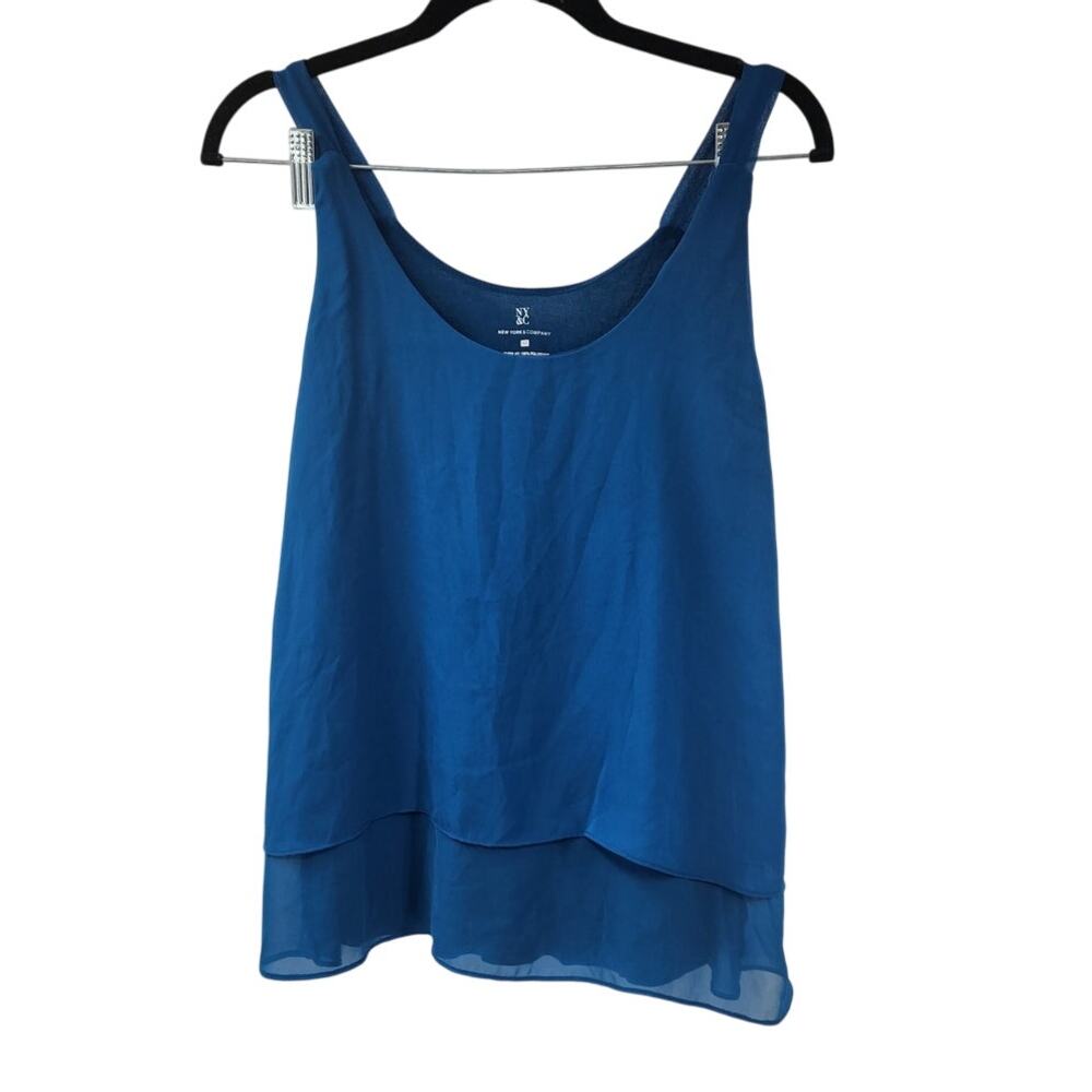 NEW YORK & COMPANY Sleeveless Blue Tank Top Womens Size Extra Large XL